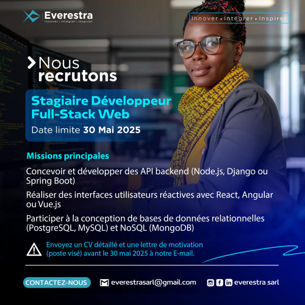 Annonce de Recrutement  Stagiaires Professionnels Expriments 2 postes